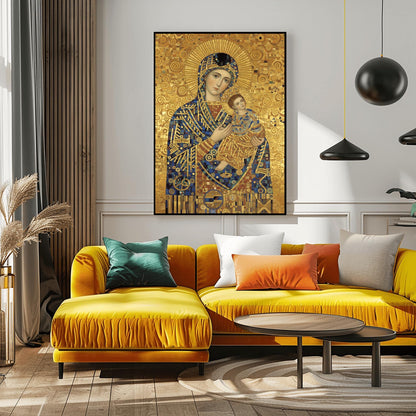 Klimt Madonna and Child Print: Golden Art Nouveau Religious Art