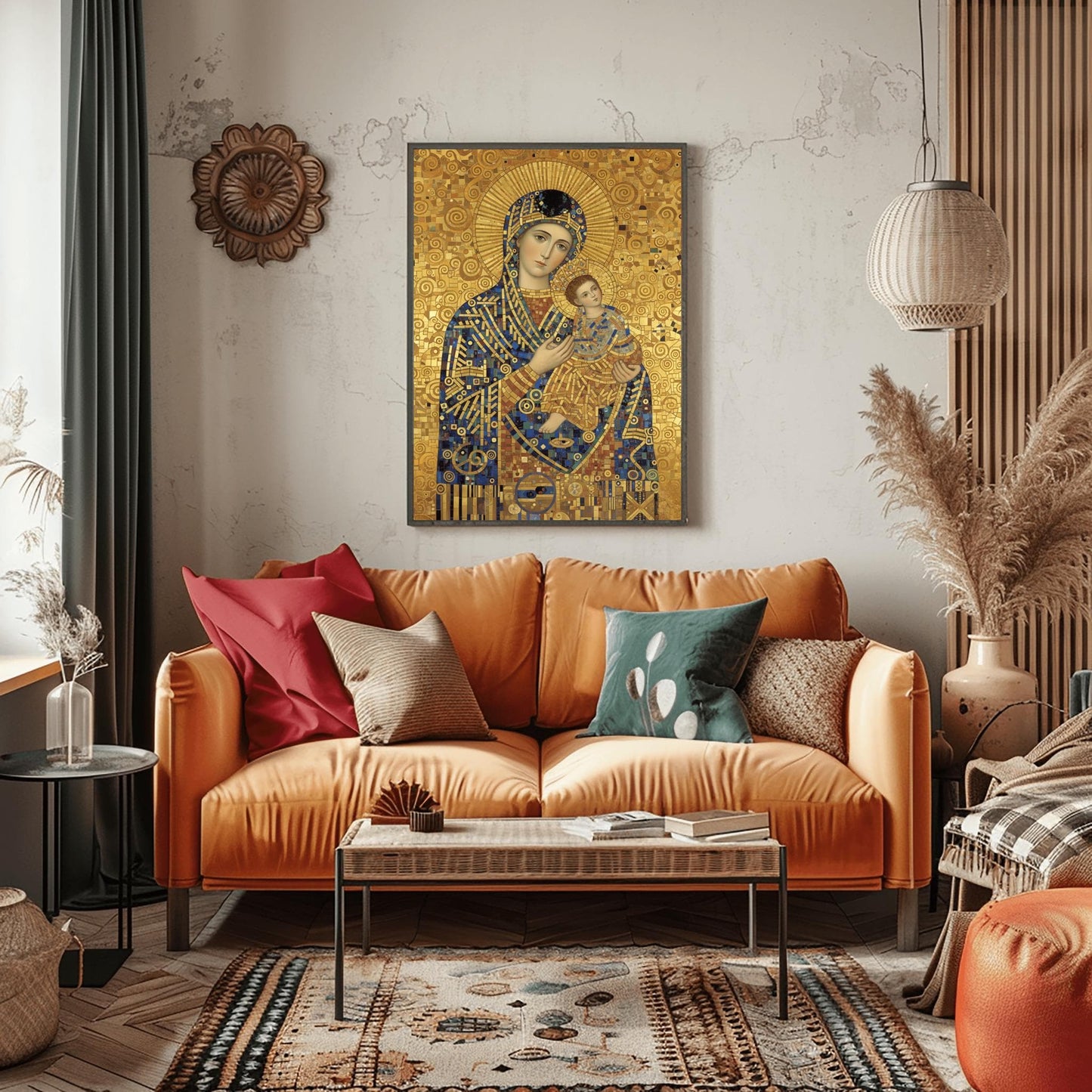 Klimt Madonna and Child Print: Golden Art Nouveau Religious Art