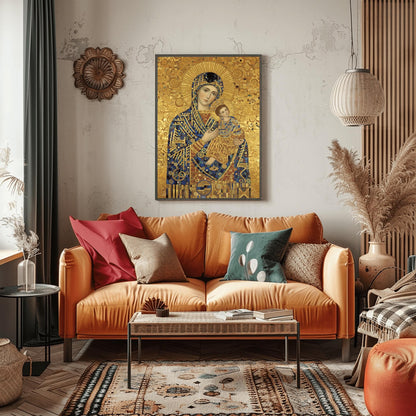Klimt Madonna and Child Print: Golden Art Nouveau Religious Art