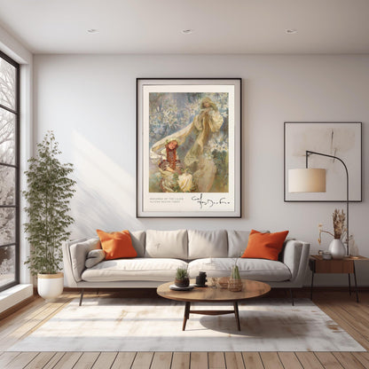 Alphonse Mucha Madonna of the Lilies Poster, Art Nouveau Print, Spiritual Floral Wall Art, Vintage Exhibition