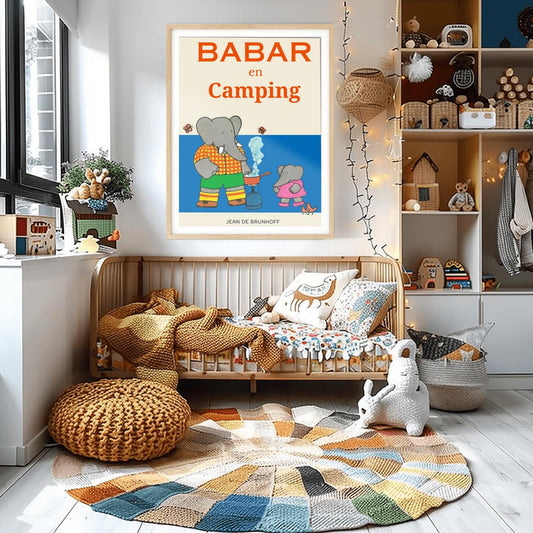Babar the Elephant Print: Retro Nursery Decor, Kids Room Art