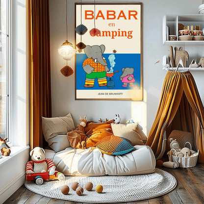 Babar the Elephant Print: Retro Nursery Decor, Kids Room Art