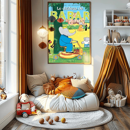 Babar the Elephant Print: Retro Nursery Decor, Kids Room Art