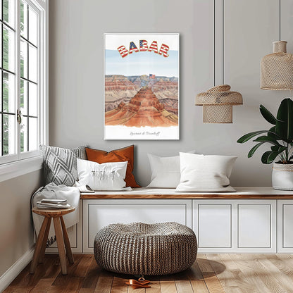 Babar the Elephant at the Grand Canyon Print: Retro Nursery Decor, Kids Wall Art
