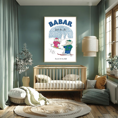Babar the Elephant Print: Retro Nursery Decor, Kids Room Art