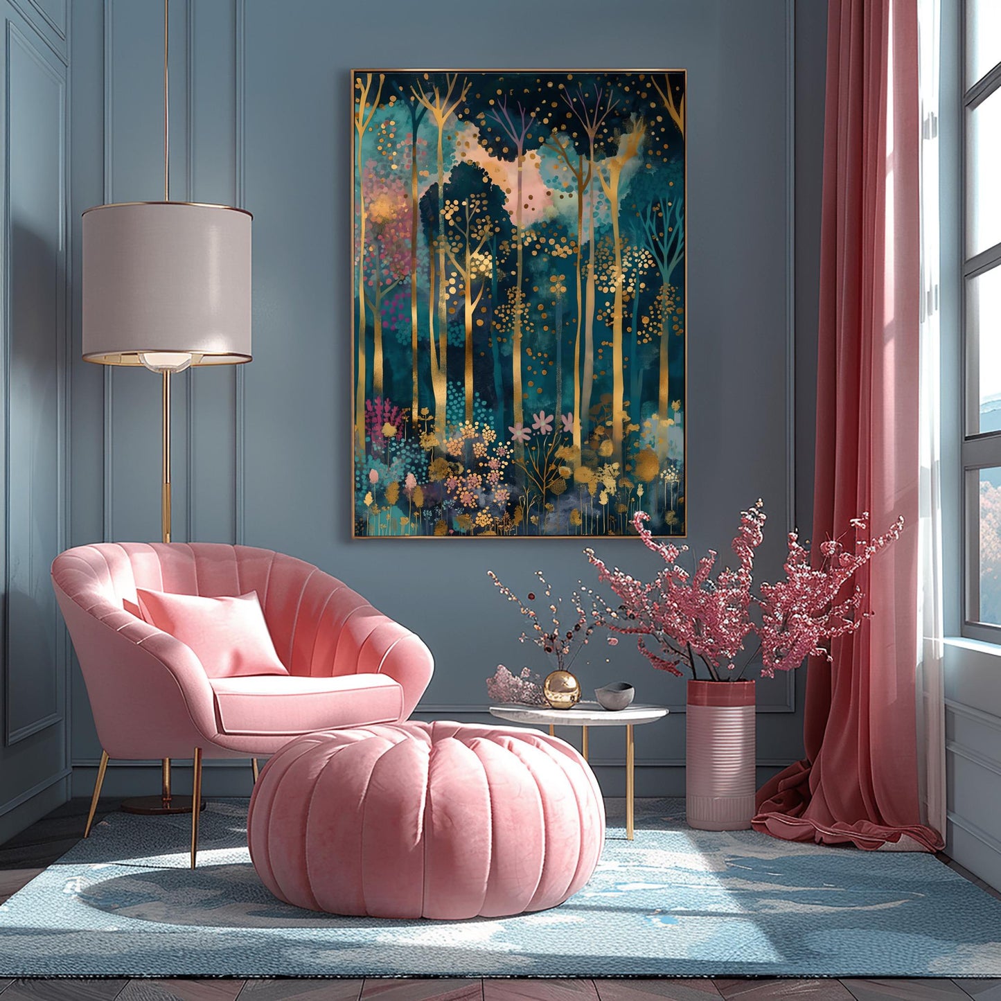 Gustav Klimt Inspired Forest Print: Luxury Autumn Home Decor (main image)