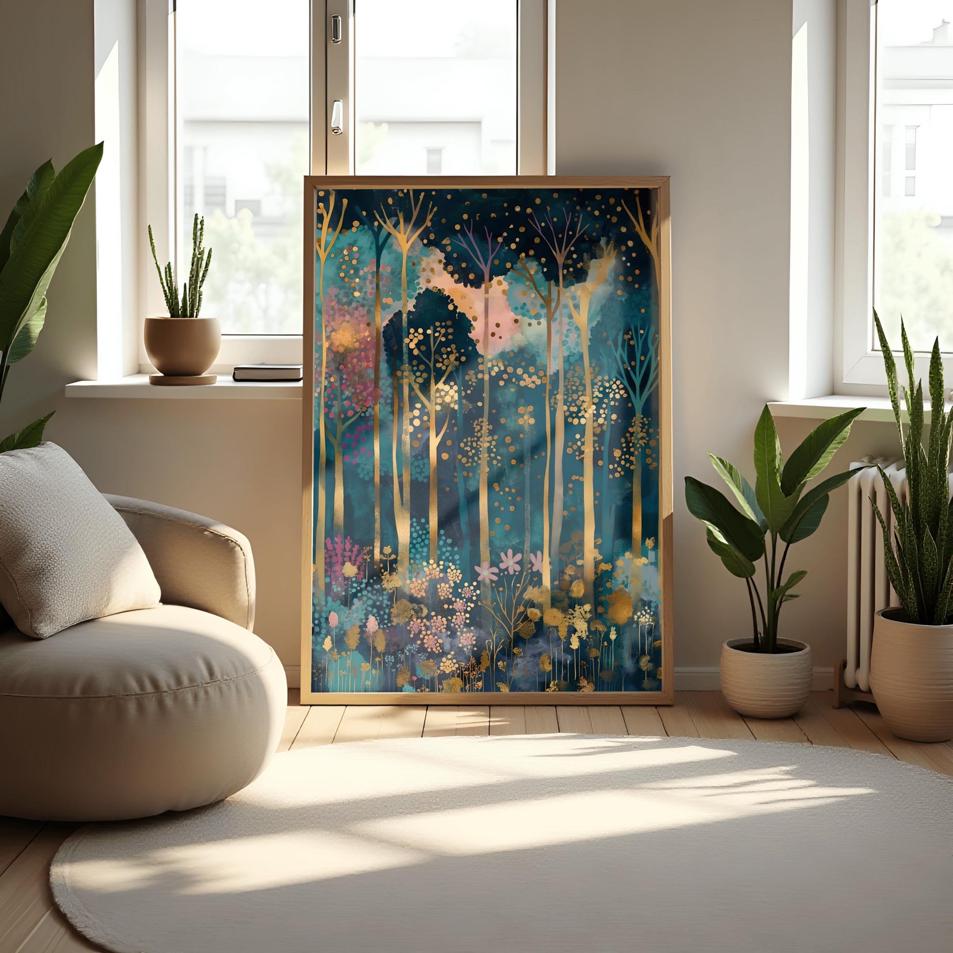 Gustav Klimt Inspired Forest Print: Luxury Autumn Home Decor (view 3)