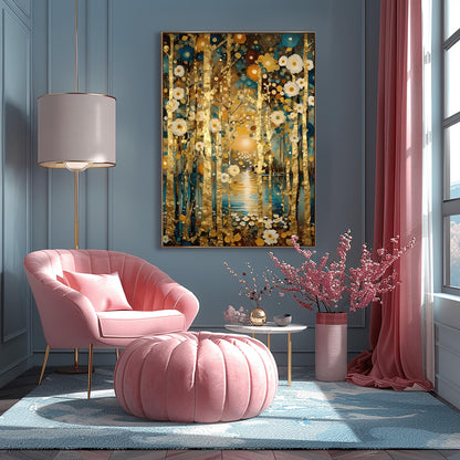 Gustav Klimt Golden Mystical Landscape Print ‚Äì Symbolist Lake Art (view 2)