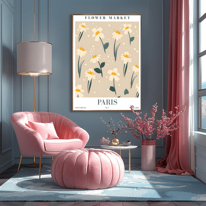 Paris Flower Market Daisy Print ‚Äì Mid-Century Minimalist Floral (main image)