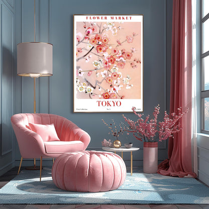 Tokyo Flower Market Print ‚Äì Cherry Blossom Watercolor Art (main image)
