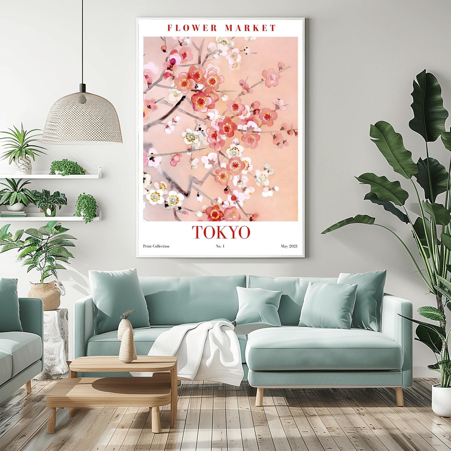 Tokyo Flower Market Print ‚Äì Cherry Blossom Watercolor Art (view 2)