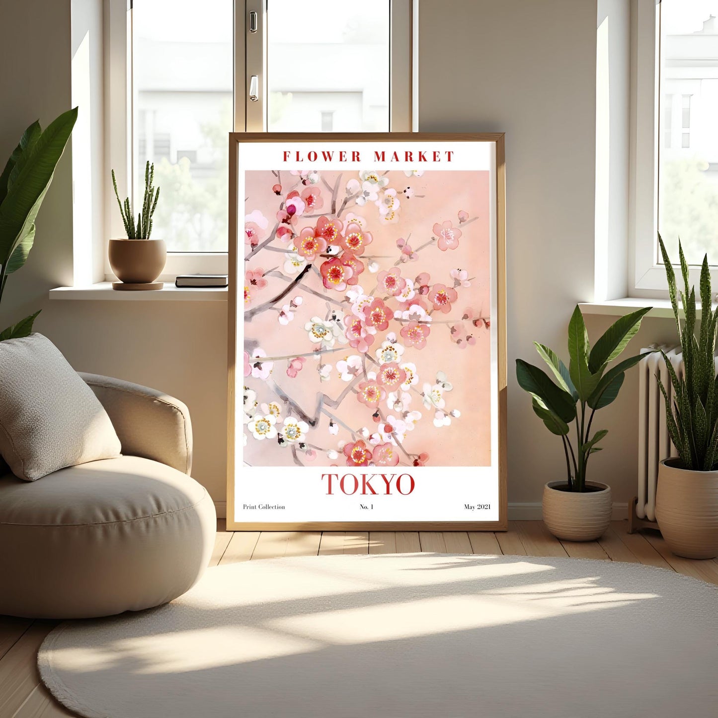 Tokyo Flower Market Print ‚Äì Cherry Blossom Watercolor Art (view 3)