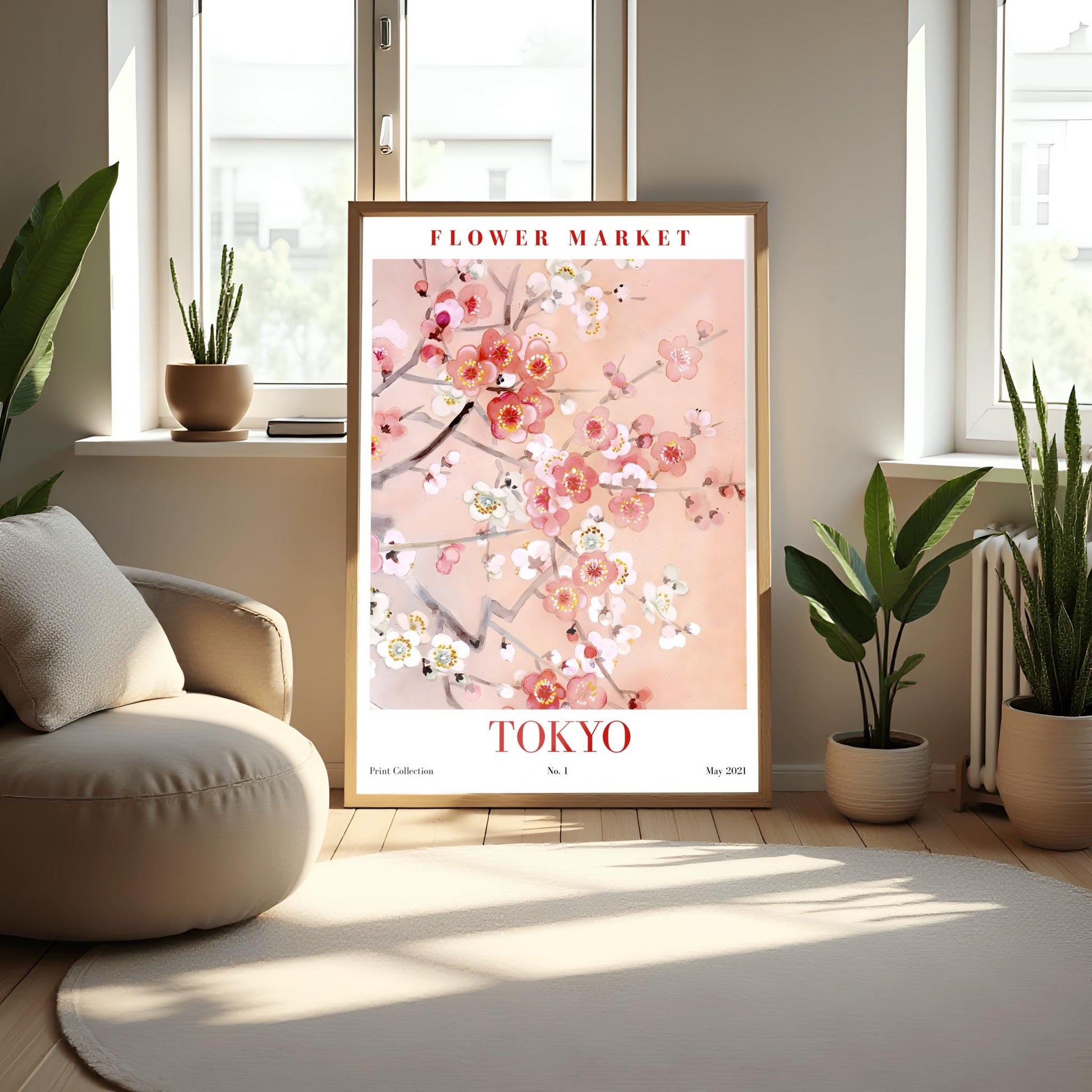 Tokyo Flower Market Print ‚Äì Cherry Blossom Watercolor Art (view 3)