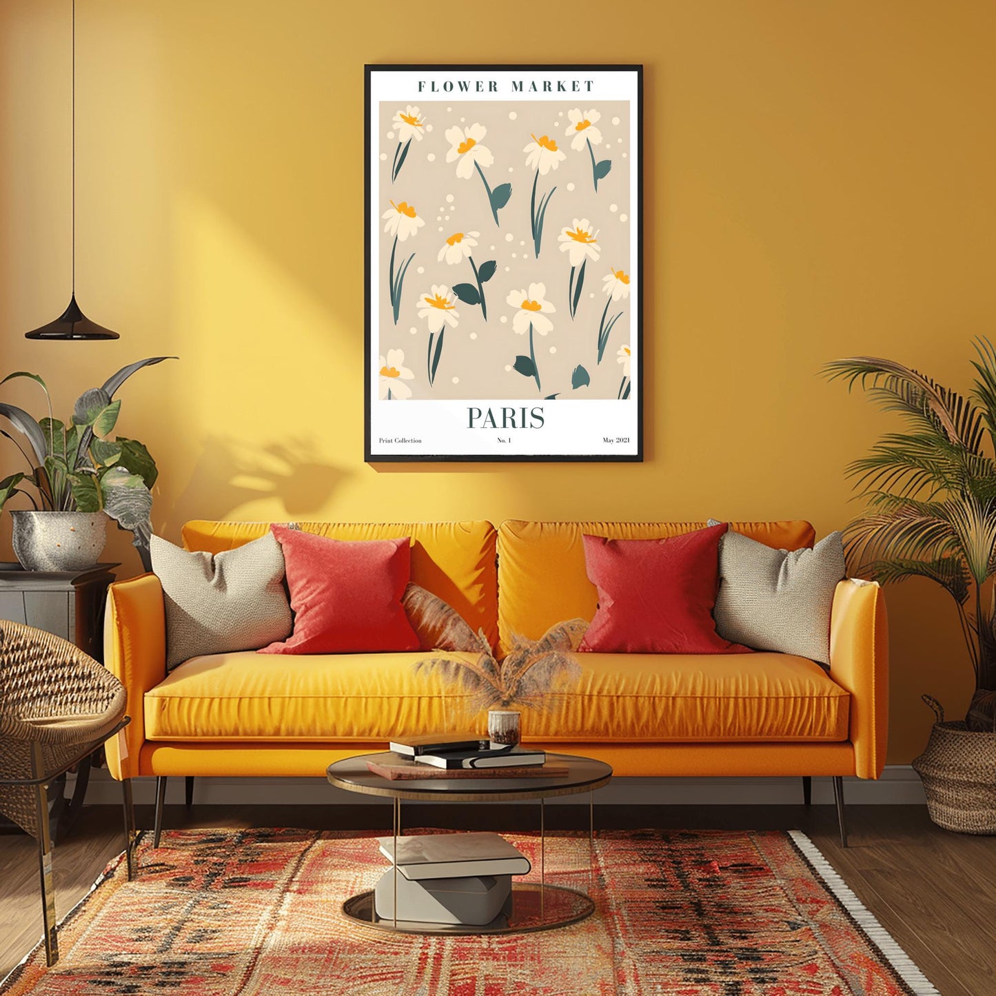 Paris Flower Market Daisy Print ‚Äì Mid-Century Minimalist Floral (view 2)
