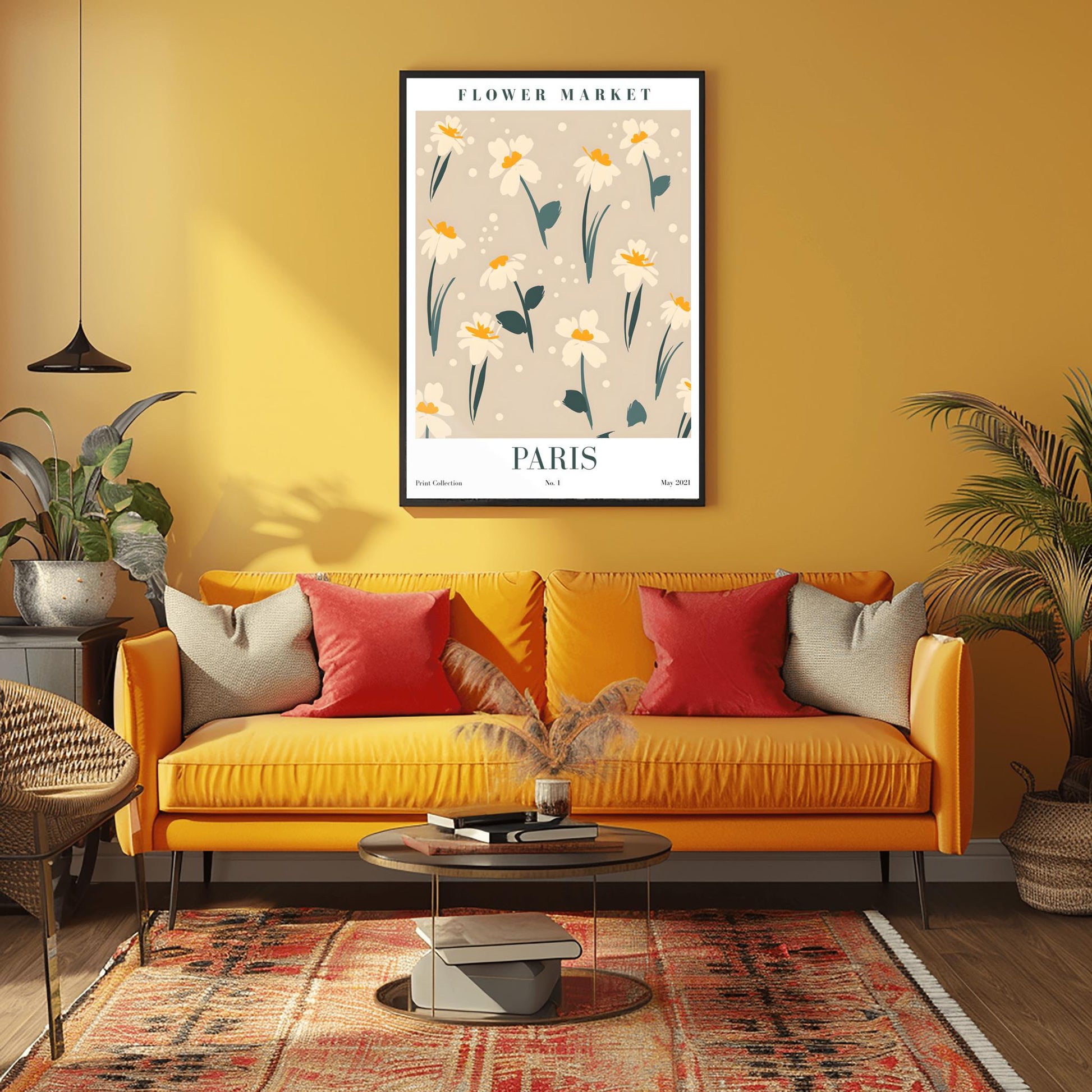 Paris Flower Market Daisy Print ‚Äì Mid-Century Minimalist Floral (view 2)