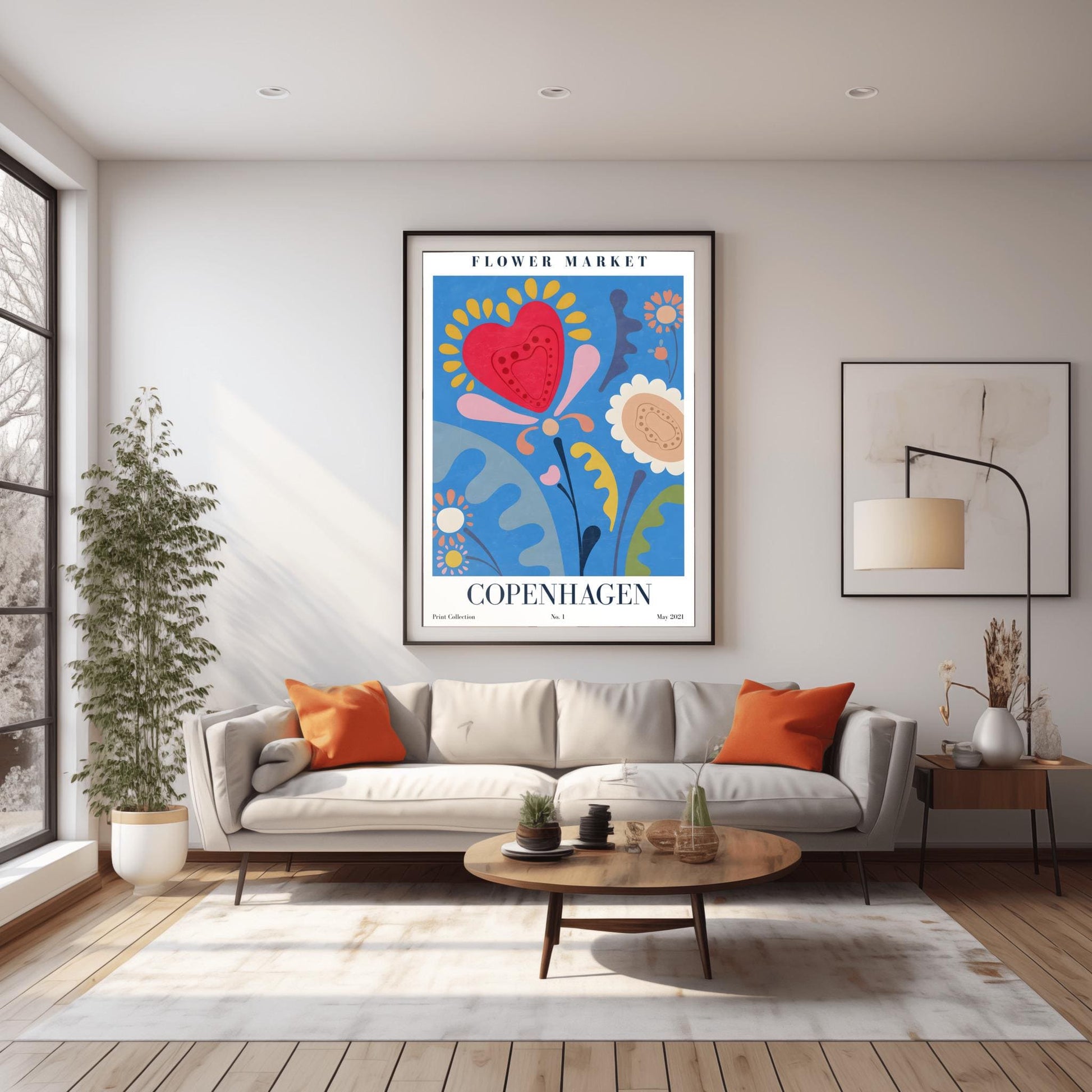 Copenhagen Flower Market Print ‚Äì Abstract Folk Art Poster (view 2)