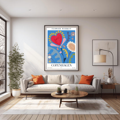 Copenhagen Flower Market Print ‚Äì Abstract Folk Art Poster (view 2)