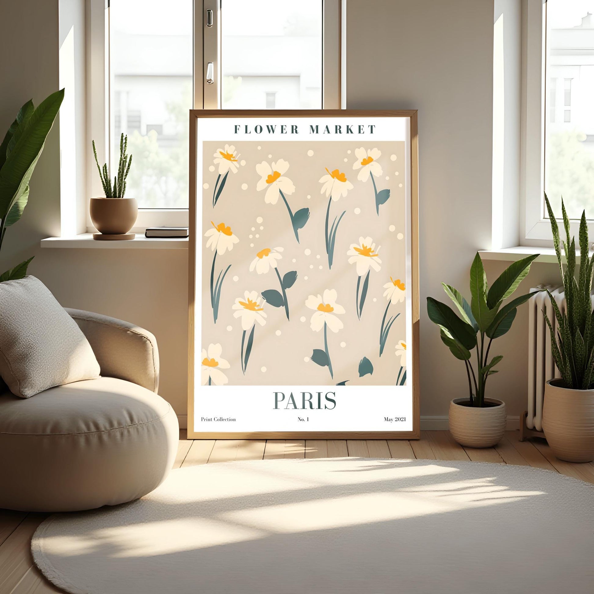 Paris Flower Market Daisy Print ‚Äì Mid-Century Minimalist Floral (view 4)