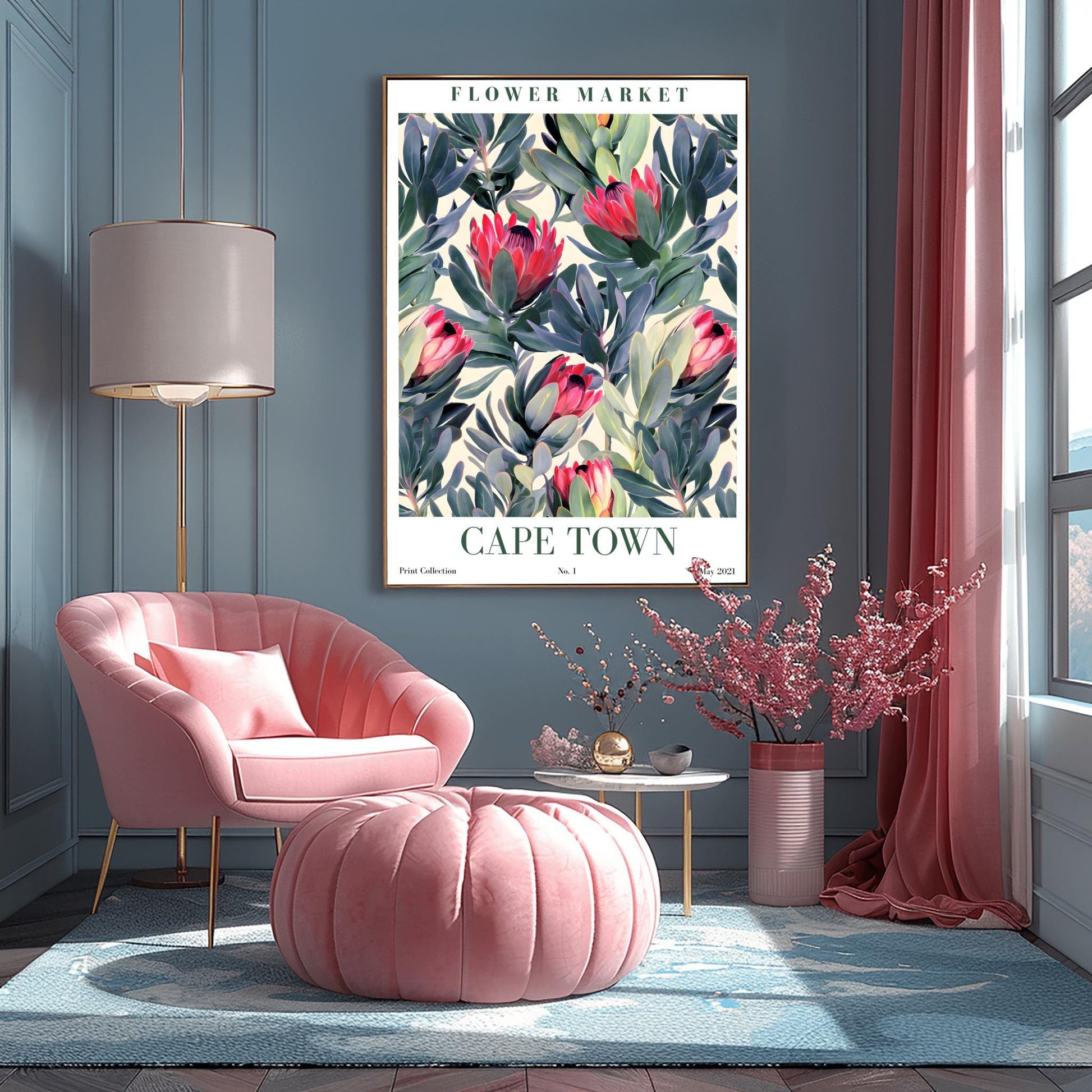 Cape Town Flower Market Print ‚Äì King Protea Floral Poster (main image)