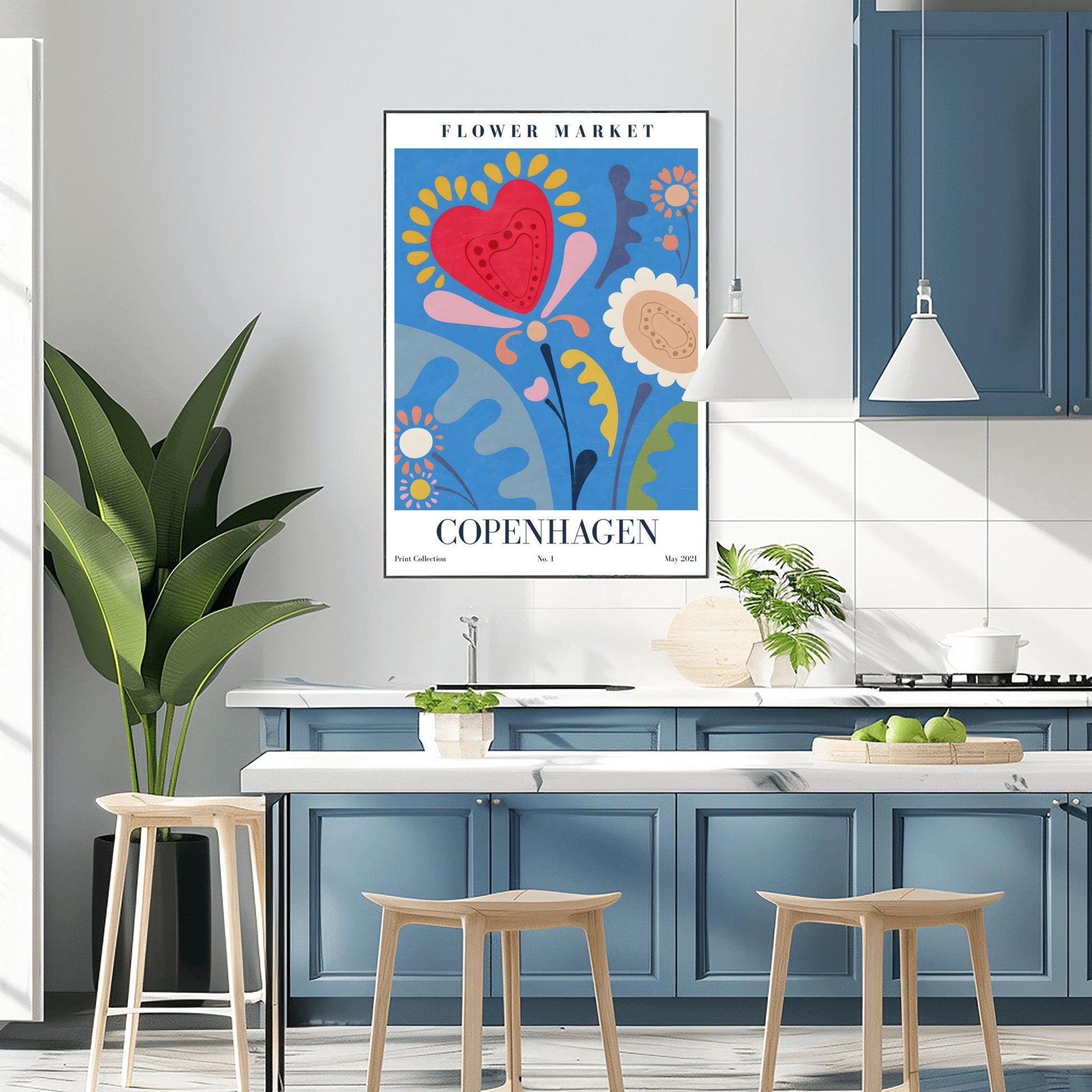 Copenhagen Flower Market Print ‚Äì Abstract Folk Art Poster (view 3)