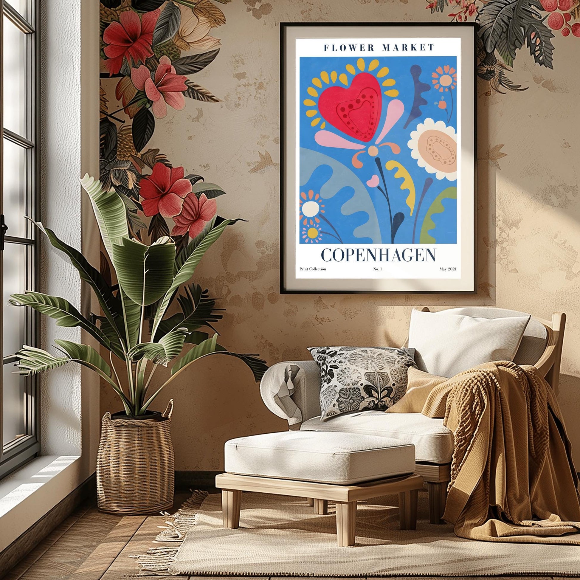 Copenhagen Flower Market Print ‚Äì Abstract Folk Art Poster (view 4)