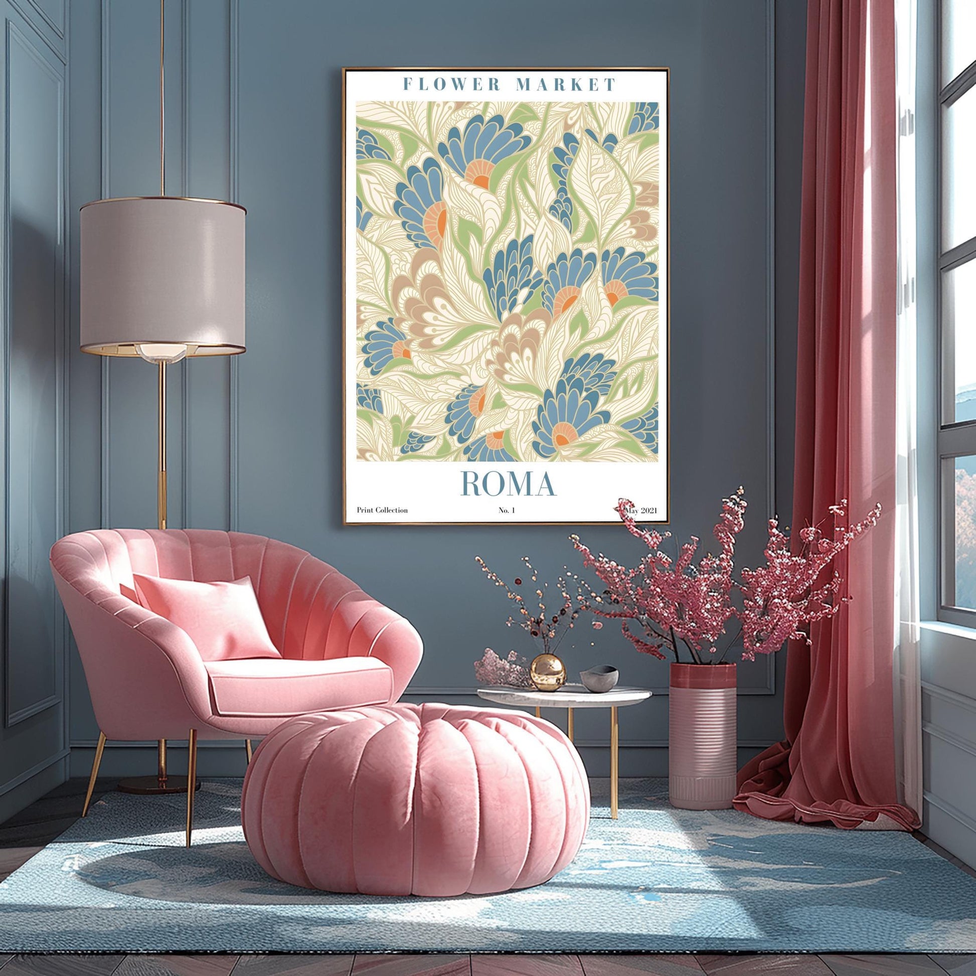 Roma Flower Market Print ‚Äì Art Nouveau Floral Poster (main image)