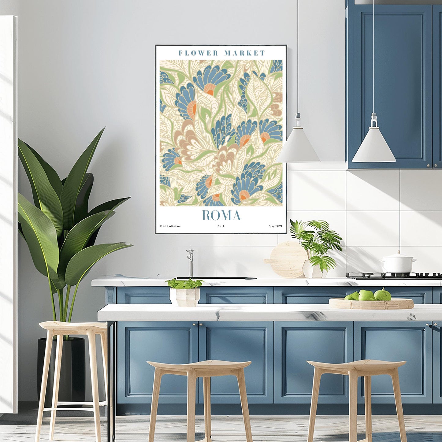 Roma Flower Market Print ‚Äì Art Nouveau Floral Poster (view 2)