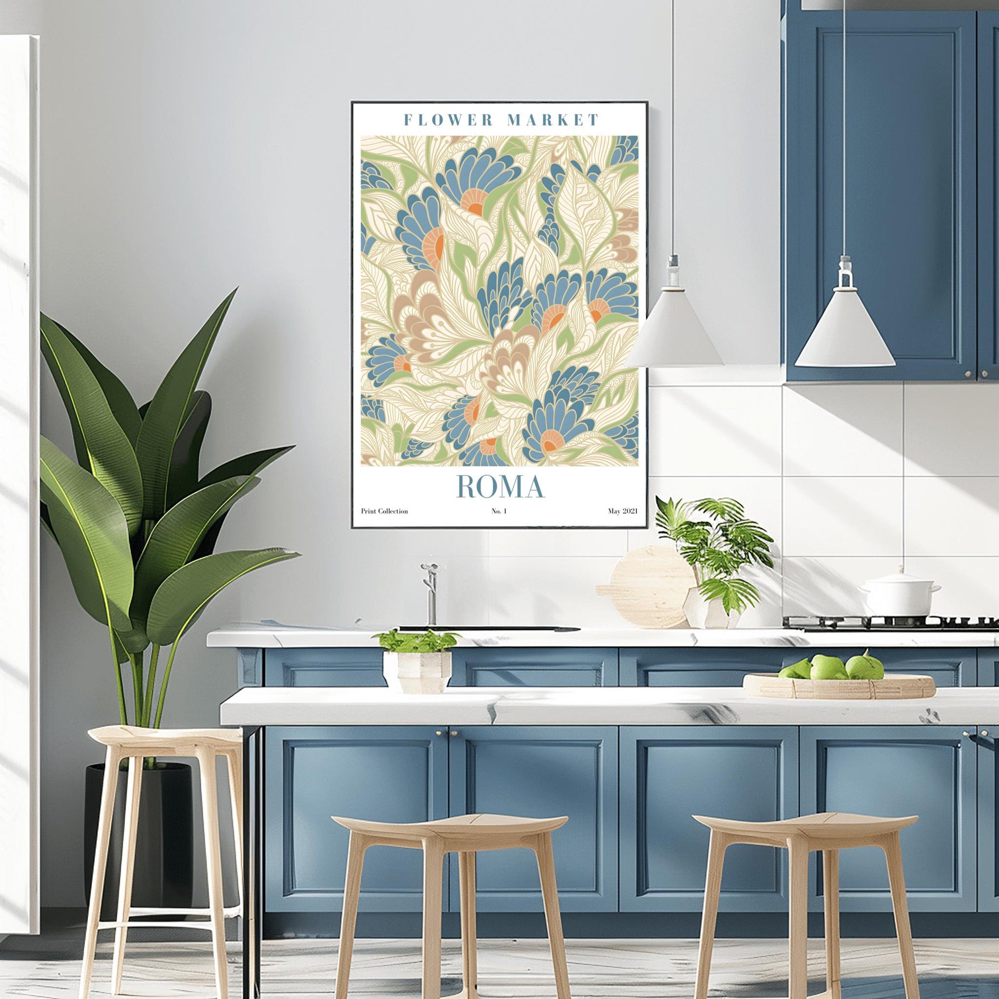 Roma Flower Market Print ‚Äì Art Nouveau Floral Poster (view 2)