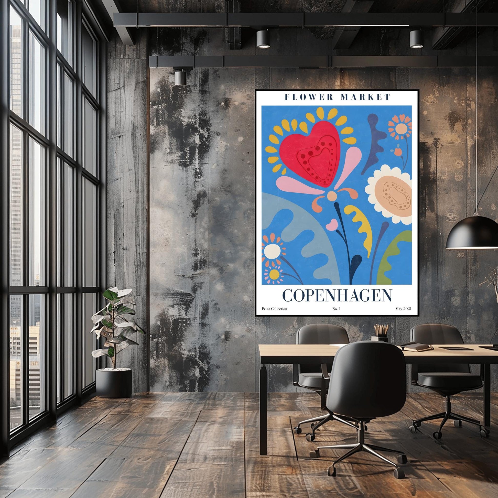 Copenhagen Flower Market Print ‚Äì Abstract Folk Art Poster (view 8)