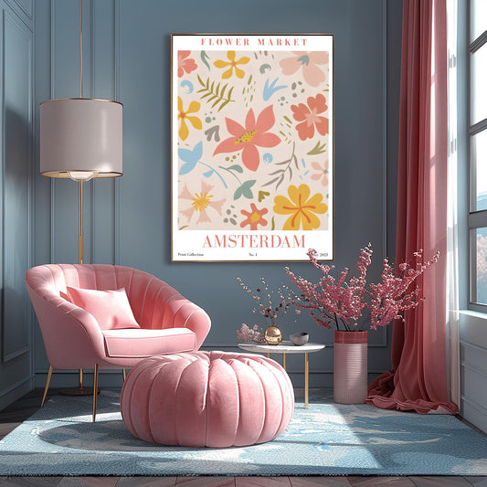 Amsterdam Flower Market Print ‚Äì Pastel Abstract Floral Art (main image)