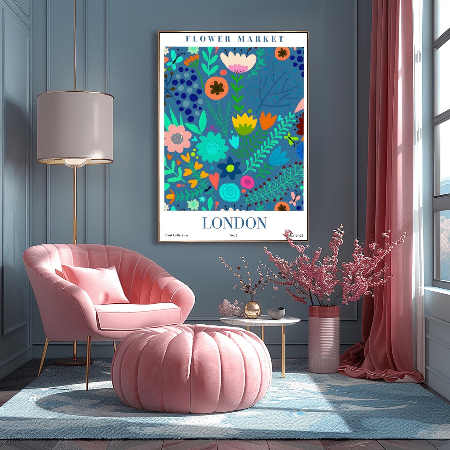 London Flower Market Abstract Print ‚Äì Colorful Floral Poster (main image)