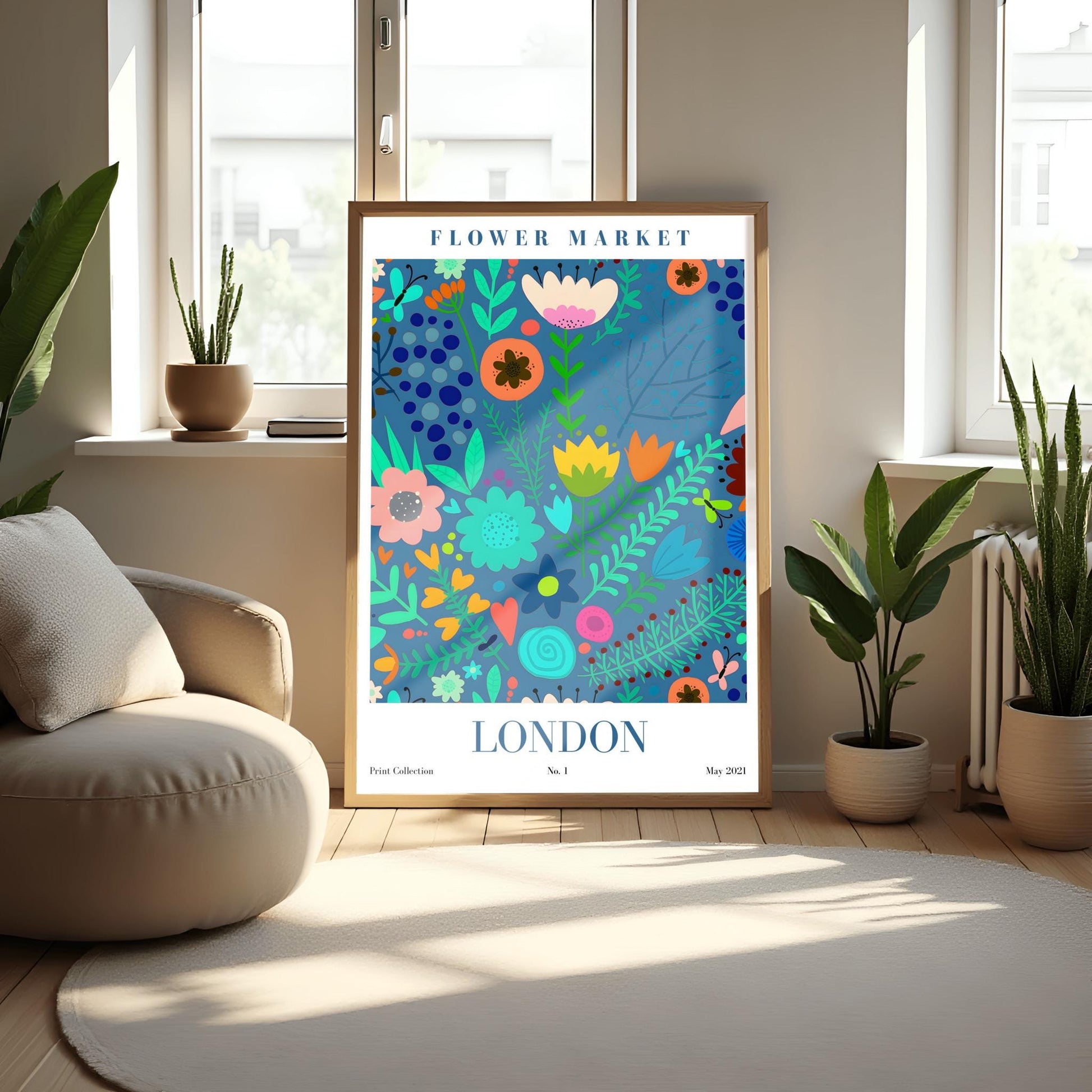 London Flower Market Abstract Print ‚Äì Colorful Floral Poster (view 3)