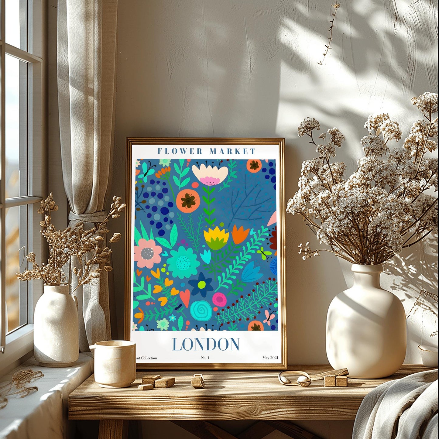 London Flower Market Abstract Print ‚Äì Colorful Floral Poster (view 8)