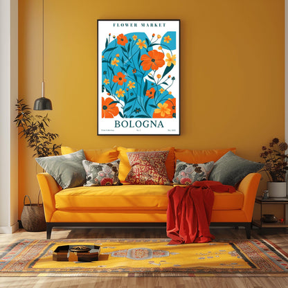 Bologna Flower Market Print ‚Äì Blue & Orange Floral Poster (view 4)