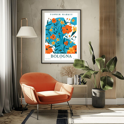 Bologna Flower Market Print ‚Äì Blue & Orange Floral Poster (view 6)