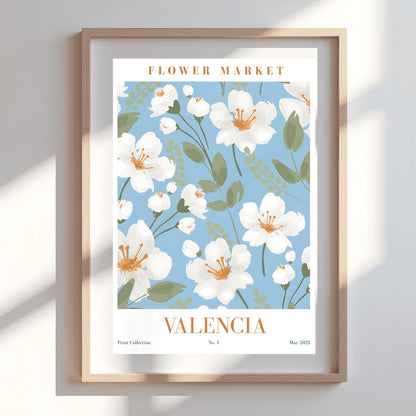Valencia Flower Market Print ‚Äì Blue & White Floral Poster (view 2)