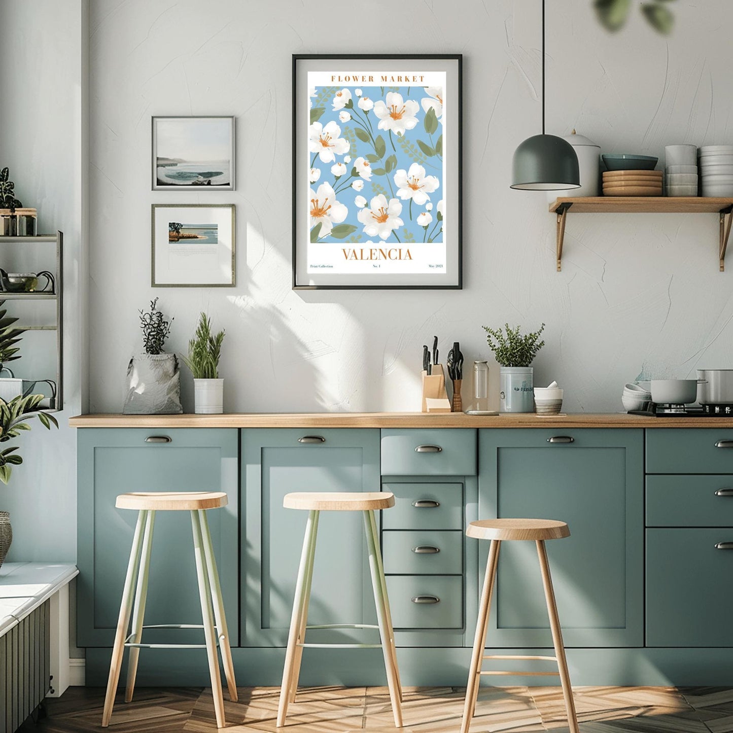 Valencia Flower Market Print ‚Äì Blue & White Floral Poster (view 4)