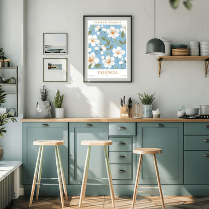 Valencia Flower Market Print ‚Äì Blue & White Floral Poster (view 4)