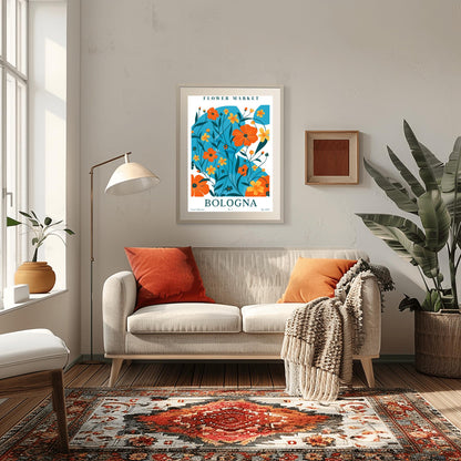 Bologna Flower Market Print ‚Äì Blue & Orange Floral Poster (view 8)