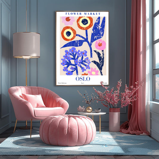 Oslo Flower Market Print ‚Äì Bold Abstract Floral Art (main image)
