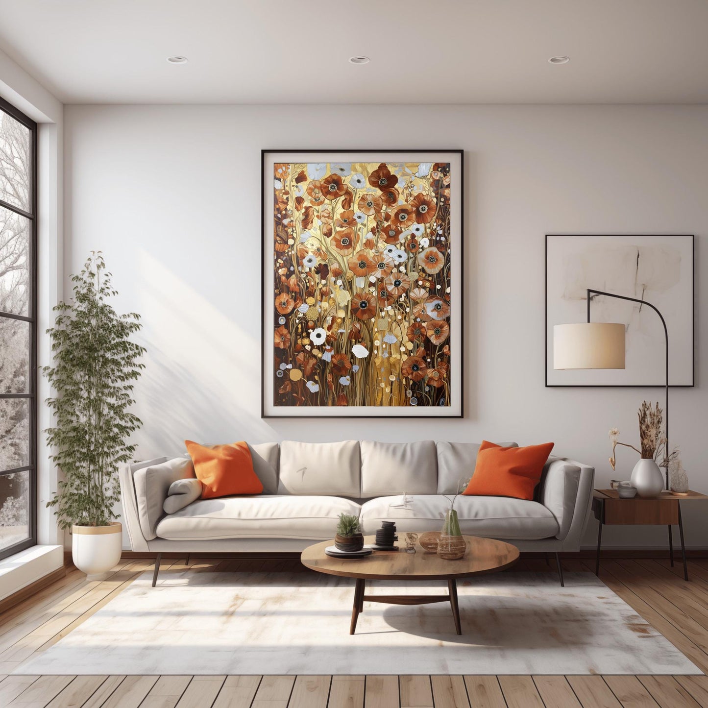 Gustav Klimt Bronze Flower Garden Print: Museum Exhibition Art Poster