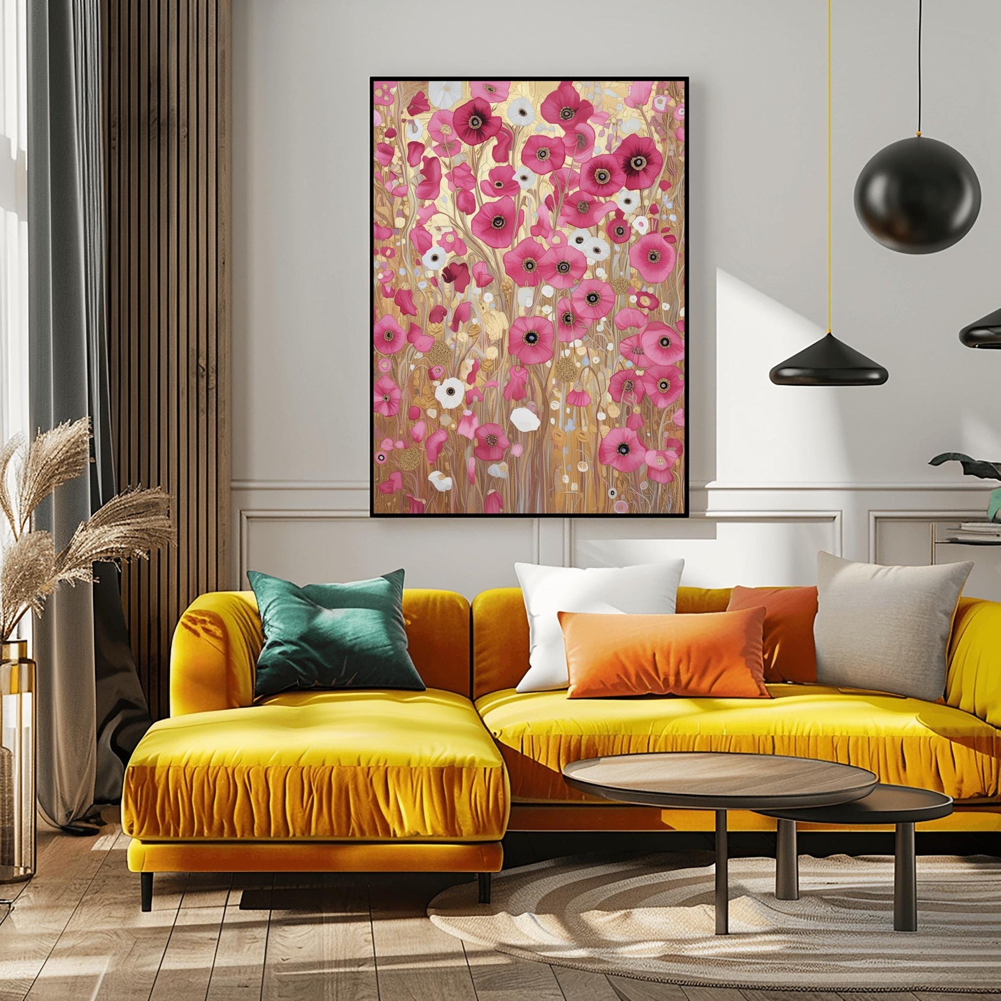 Gustav Klimt Pink Flower Garden Print: Museum Exhibition Art Poster (view 3)
