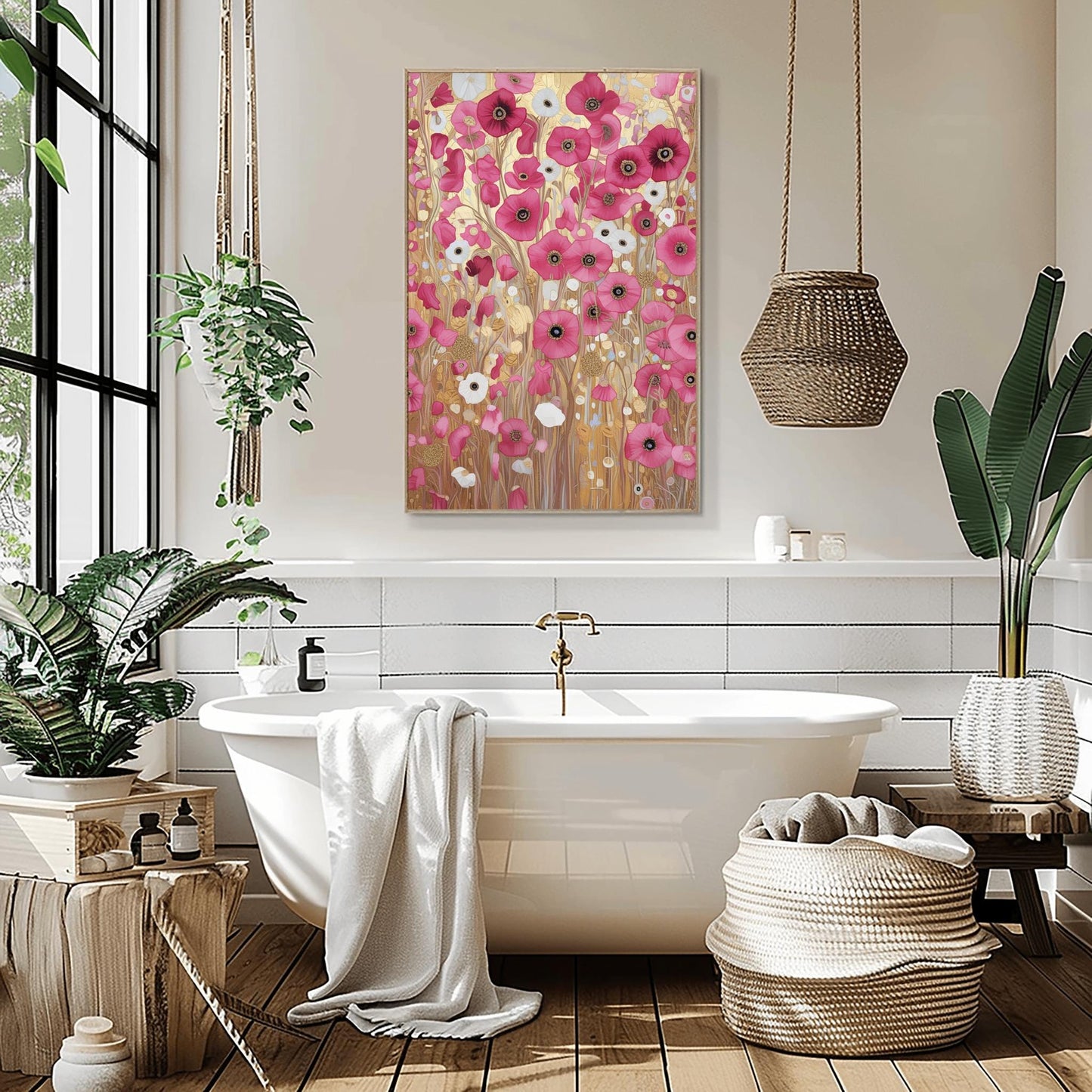 Gustav Klimt Pink Flower Garden Print: Museum Exhibition Art Poster (view 4)