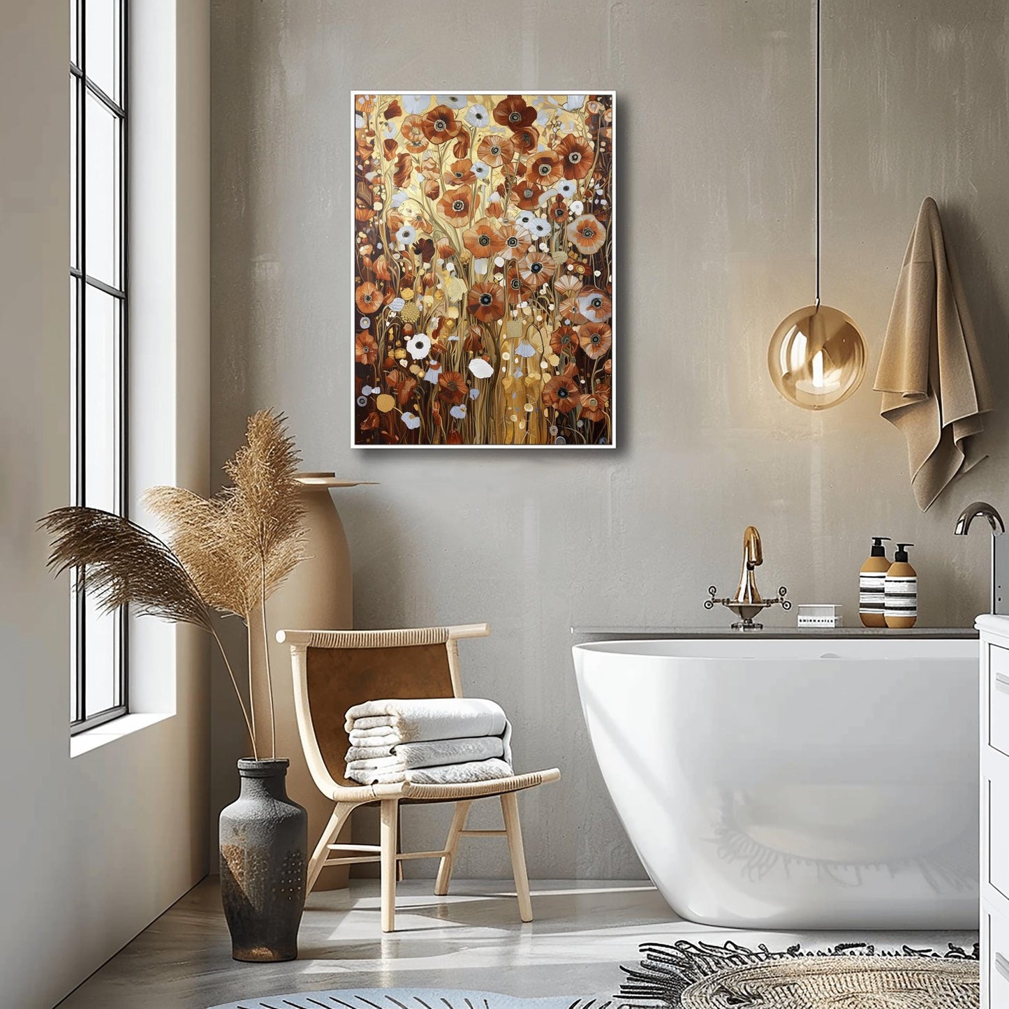 Gustav Klimt Bronze Flower Garden Print: Museum Exhibition Art Poster