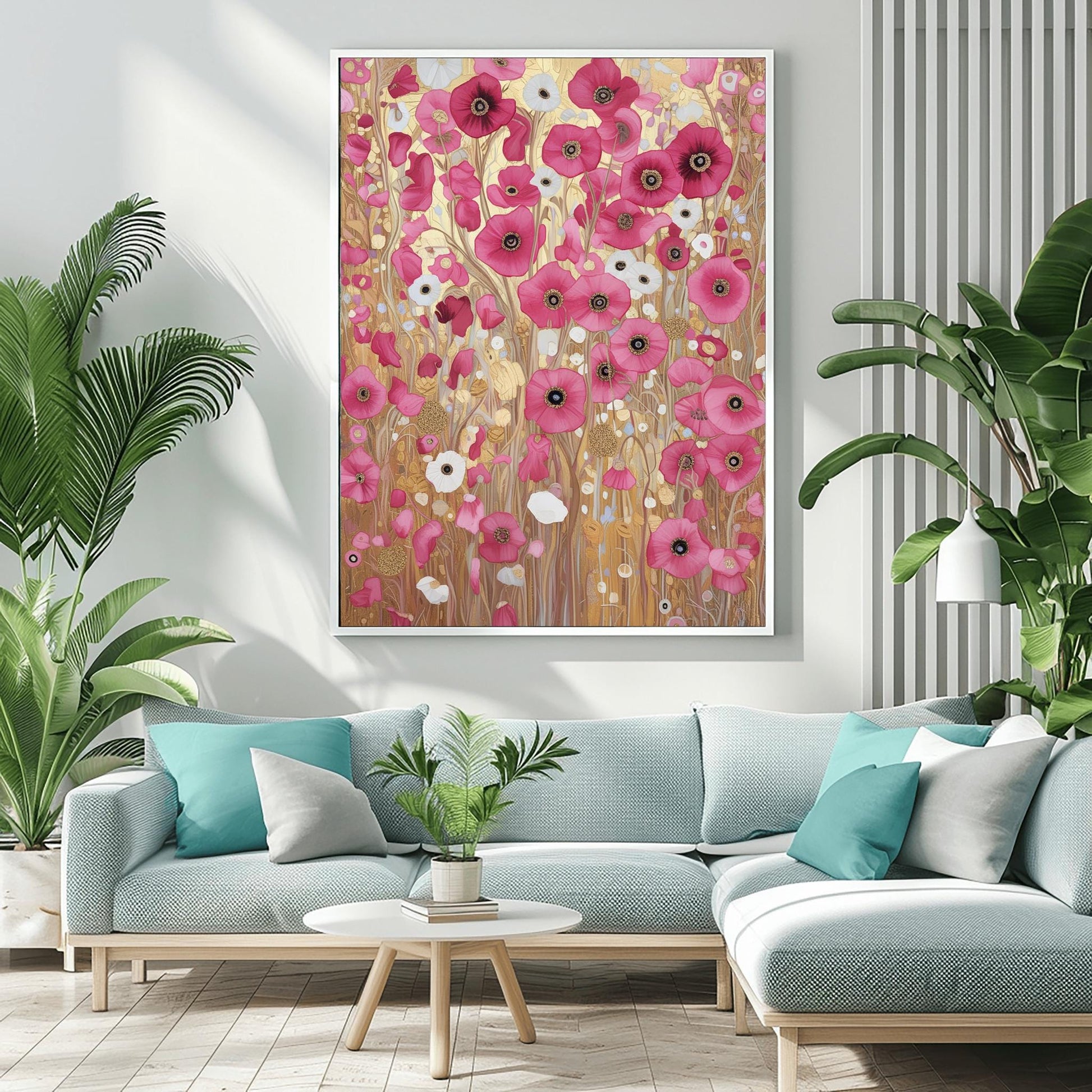 Gustav Klimt Pink Flower Garden Print: Museum Exhibition Art Poster (view 5)