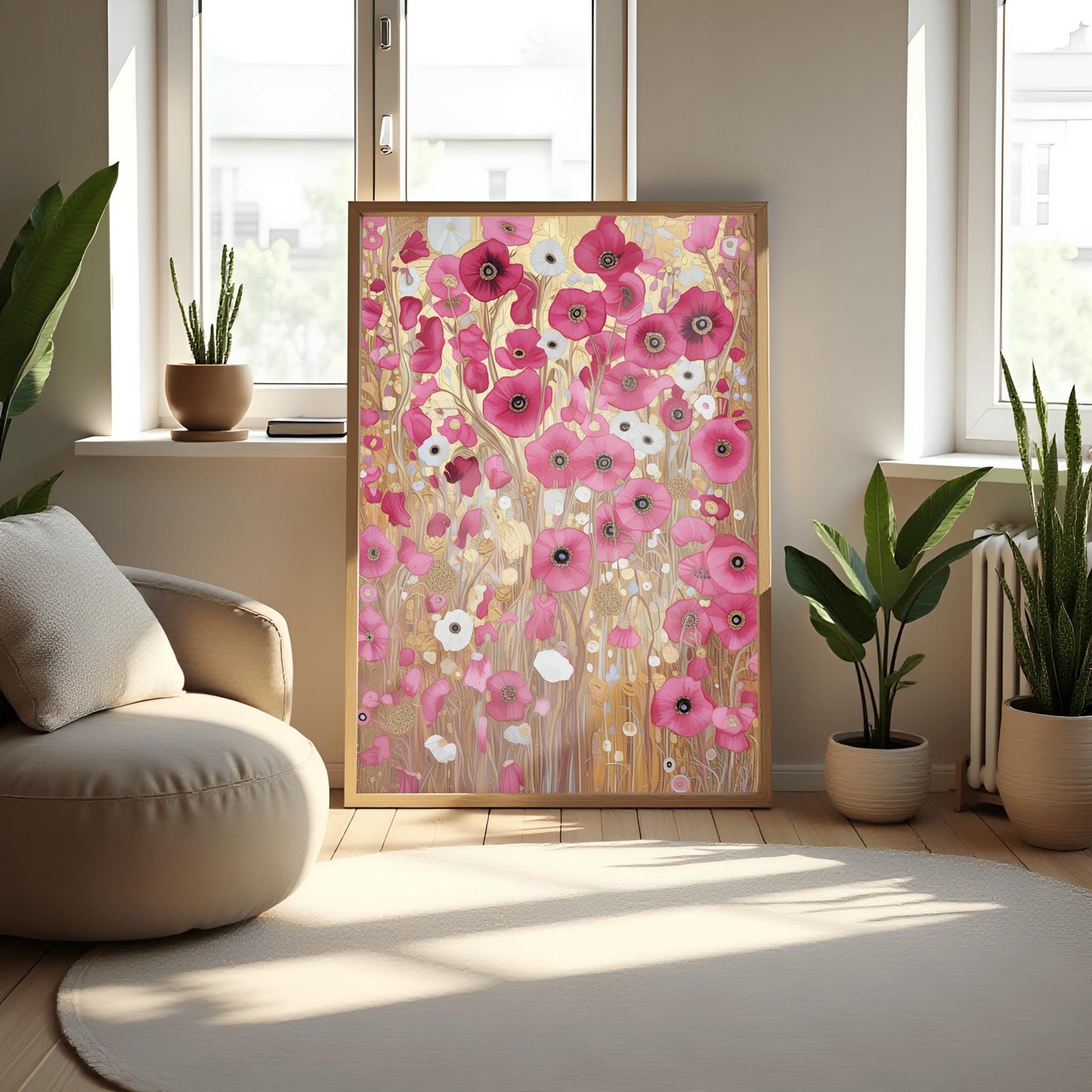 Gustav Klimt Pink Flower Garden Print: Museum Exhibition Art Poster (view 6)