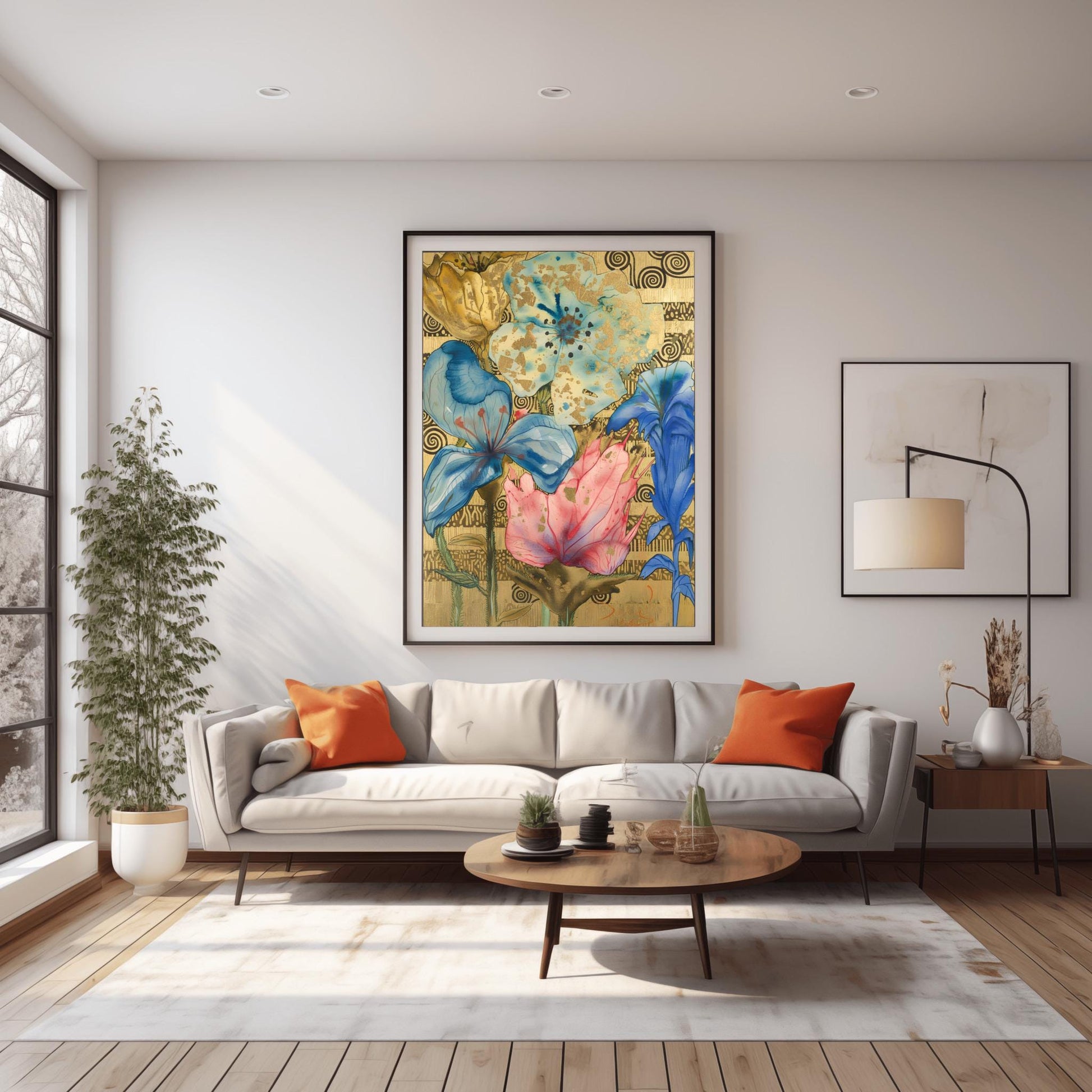 Gustav Klimt Inspired Gold Leaf Floral Art ‚Äì Abstract Botanical Poster (view 6)