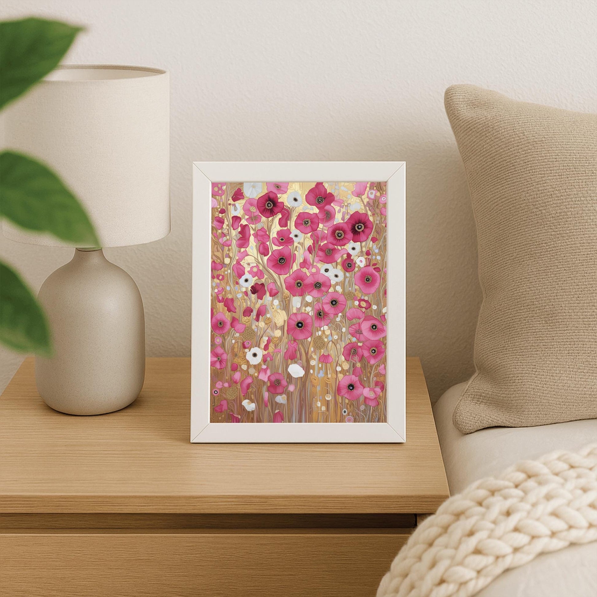 Gustav Klimt Pink Flower Garden Print: Museum Exhibition Art Poster (view 7)