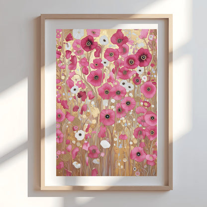 Gustav Klimt Pink Flower Garden Print: Museum Exhibition Art Poster (view 8)