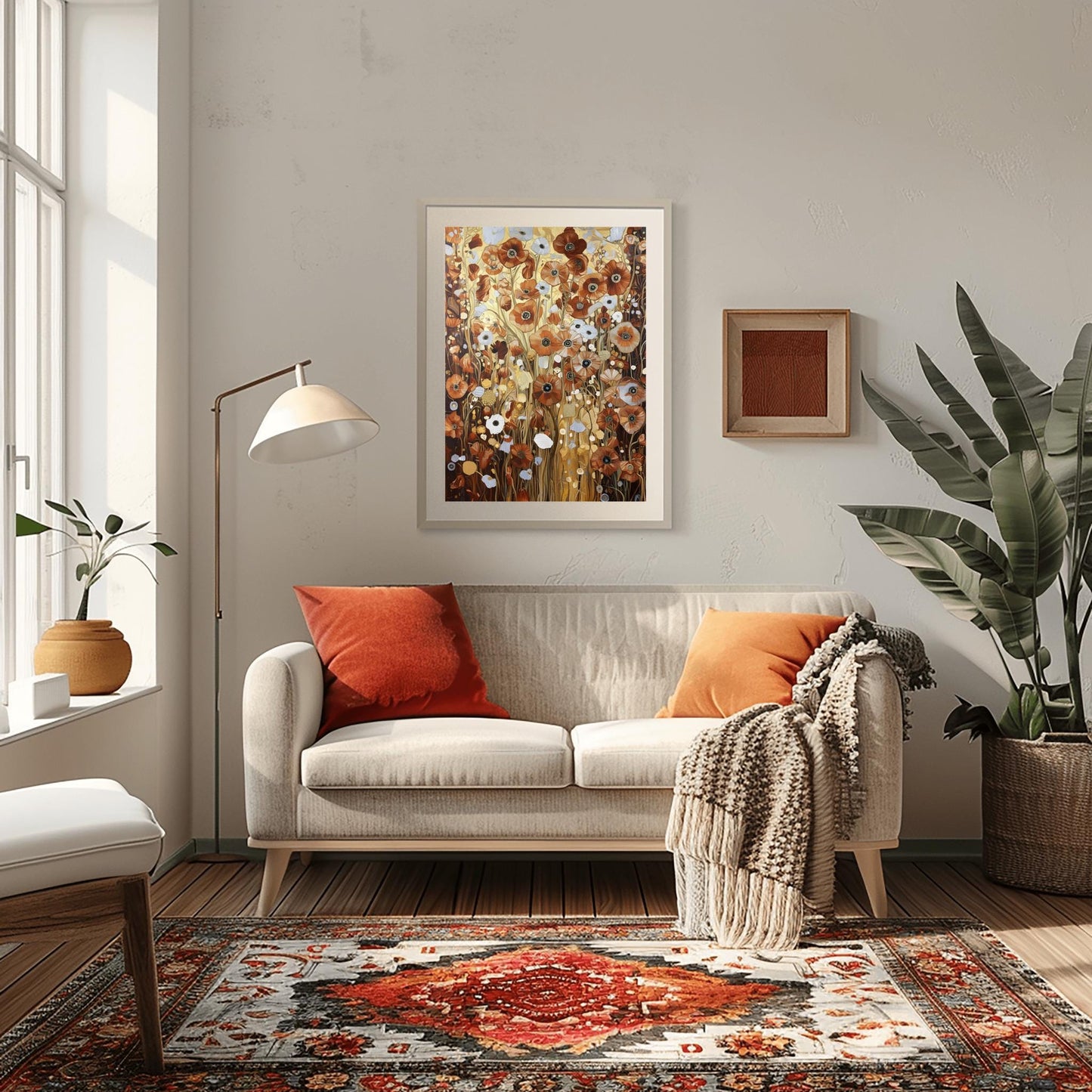 Gustav Klimt Bronze Flower Garden Print: Museum Exhibition Art Poster